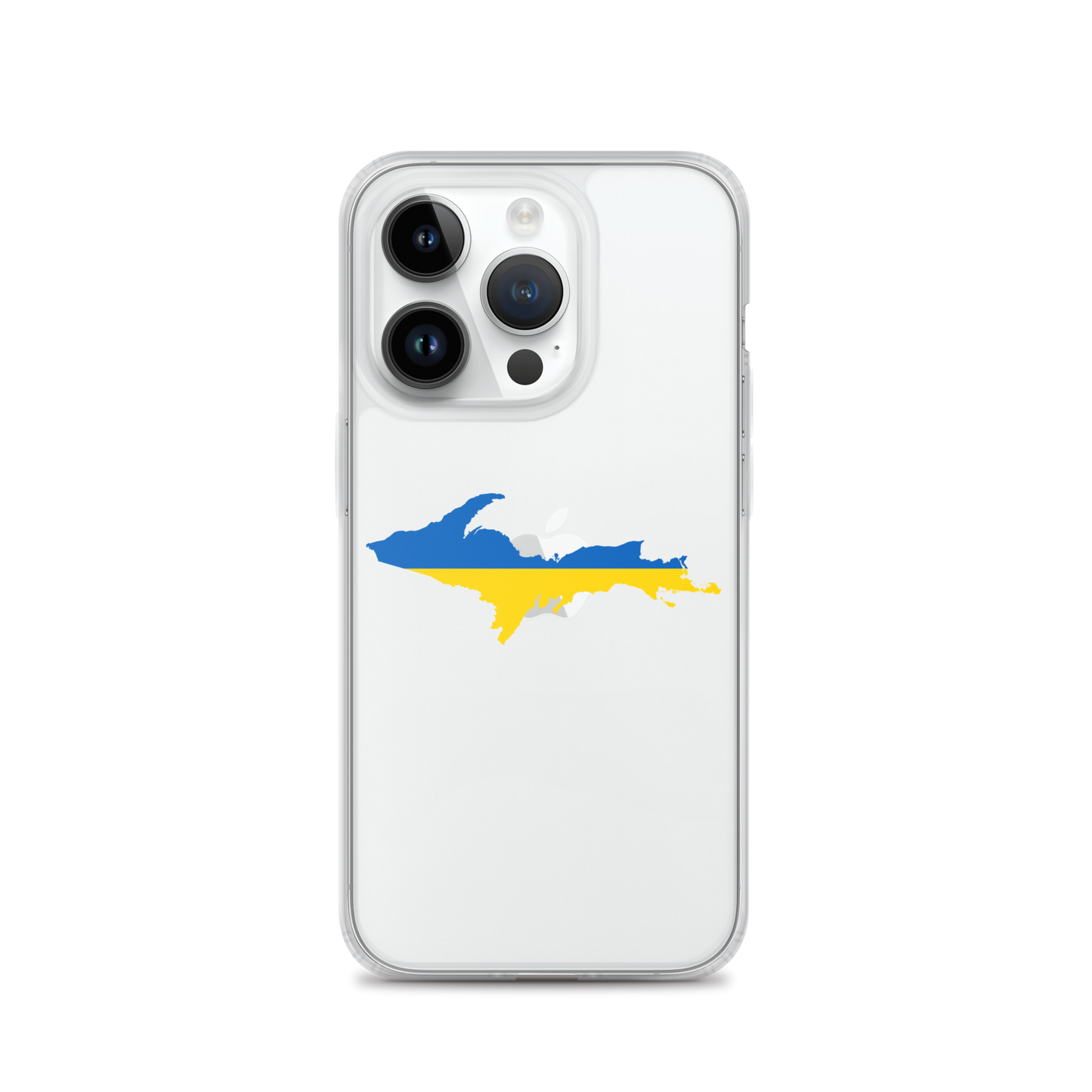 Michigan Upper Peninsula Clear iPhone Case (w/ UP Ukraine Flag Outline)