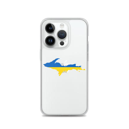 Michigan Upper Peninsula Clear iPhone Case (w/ UP Ukraine Flag Outline)