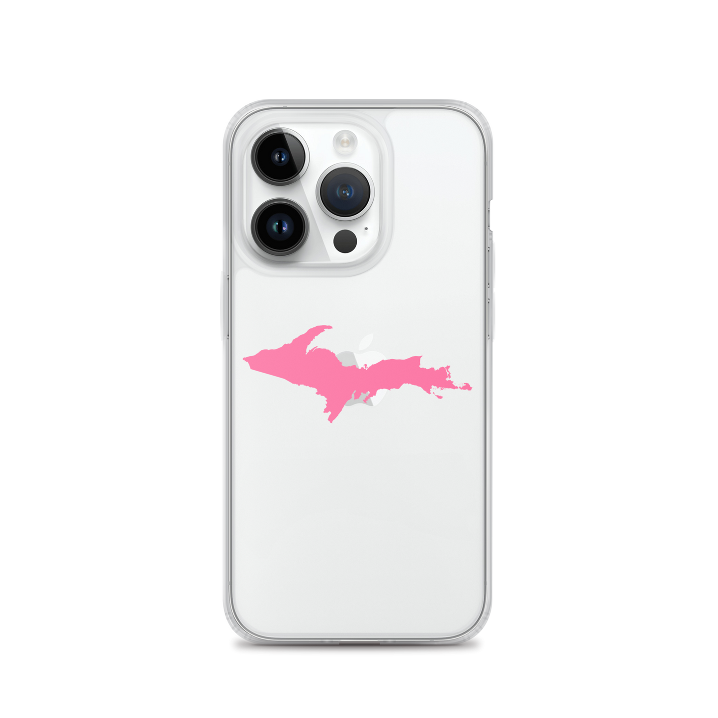 Michigan Upper Peninsula Clear iPhone Case (w/ Pink UP Outline)