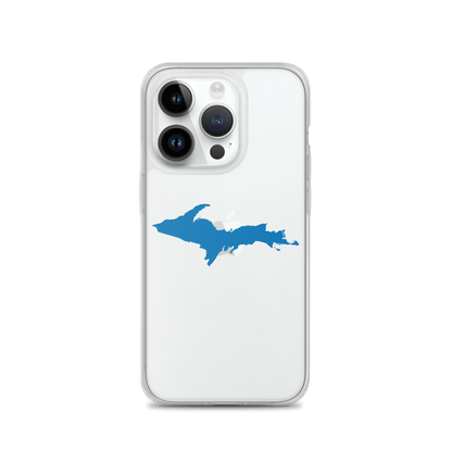 Michigan Upper Peninsula Clear iPhone Case (w/ Azure UP Outline)