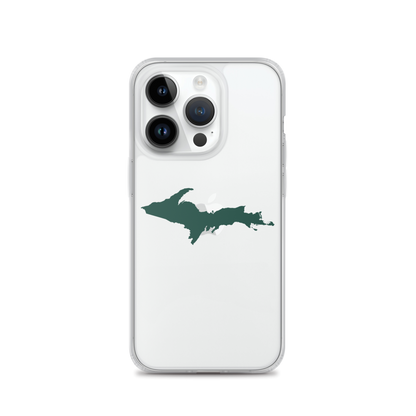 Michigan Upper Peninsula Clear iPhone Case (w/ Green UP Outline)