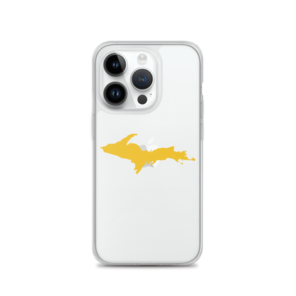 Michigan Upper Peninsula Clear iPhone Case (w/ Gold UP Outline)