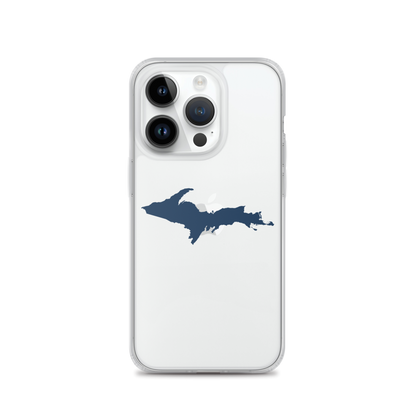 Michigan Upper Peninsula Clear iPhone Case (w/ Navy UP Outline)