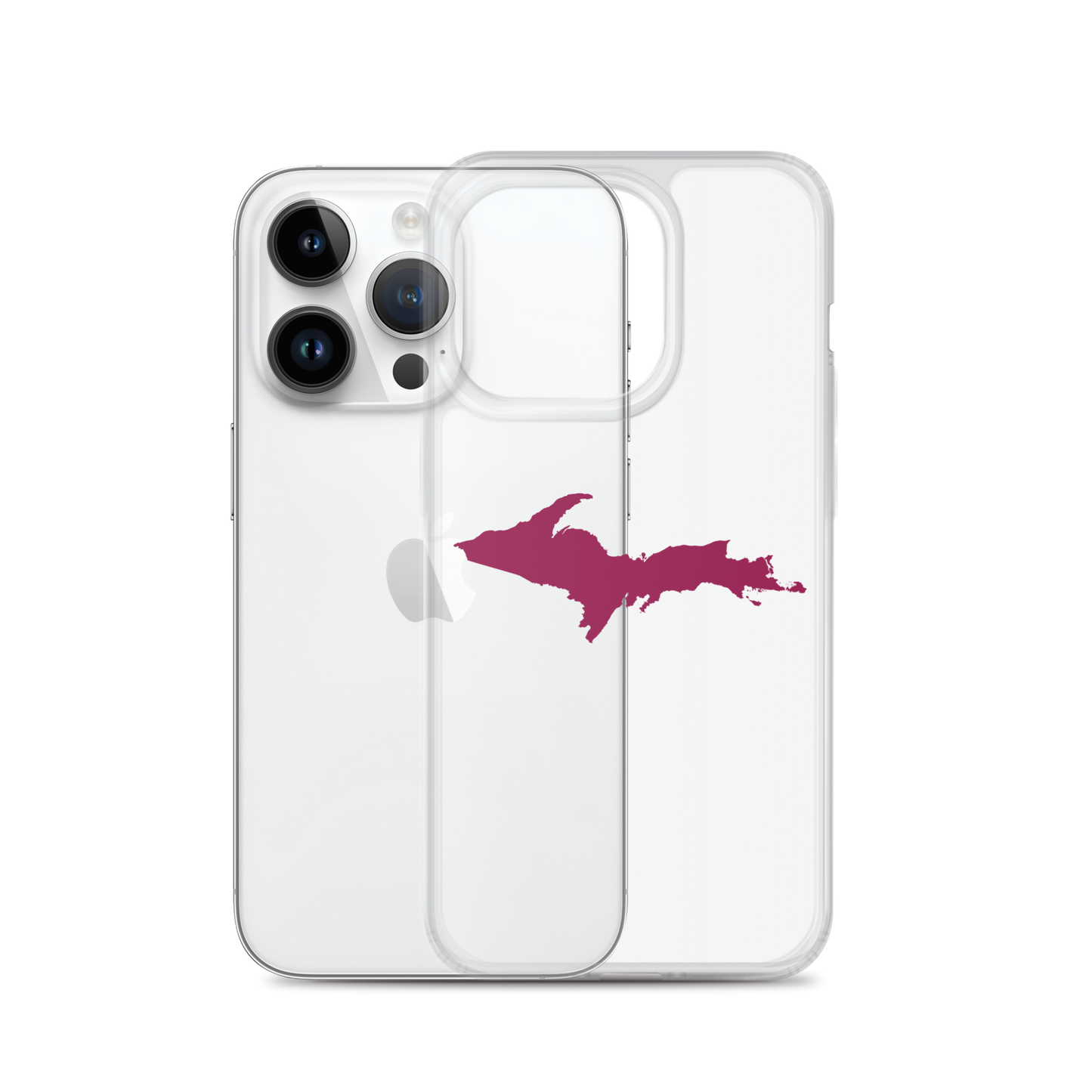 Michigan Upper Peninsula Clear iPhone Case (w/ Ruby Red UP Outline)