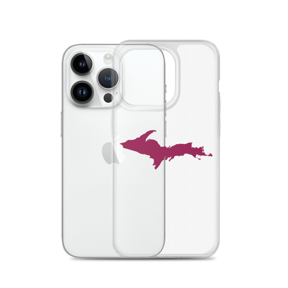 Michigan Upper Peninsula Clear iPhone Case (w/ Ruby Red UP Outline)