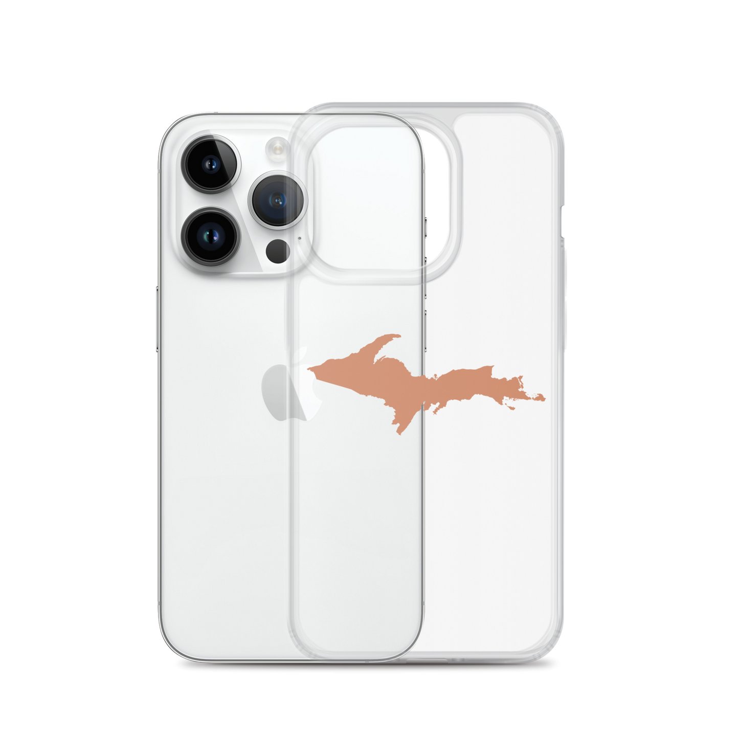 Michigan Upper Peninsula Clear iPhone Case (w/ Copper Color UP Outline)