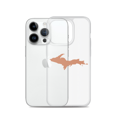 Michigan Upper Peninsula Clear iPhone Case (w/ Copper Color UP Outline)