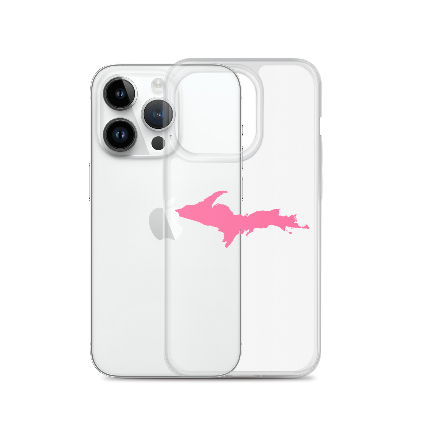 Michigan Upper Peninsula Clear iPhone Case (w/ Pink UP Outline)