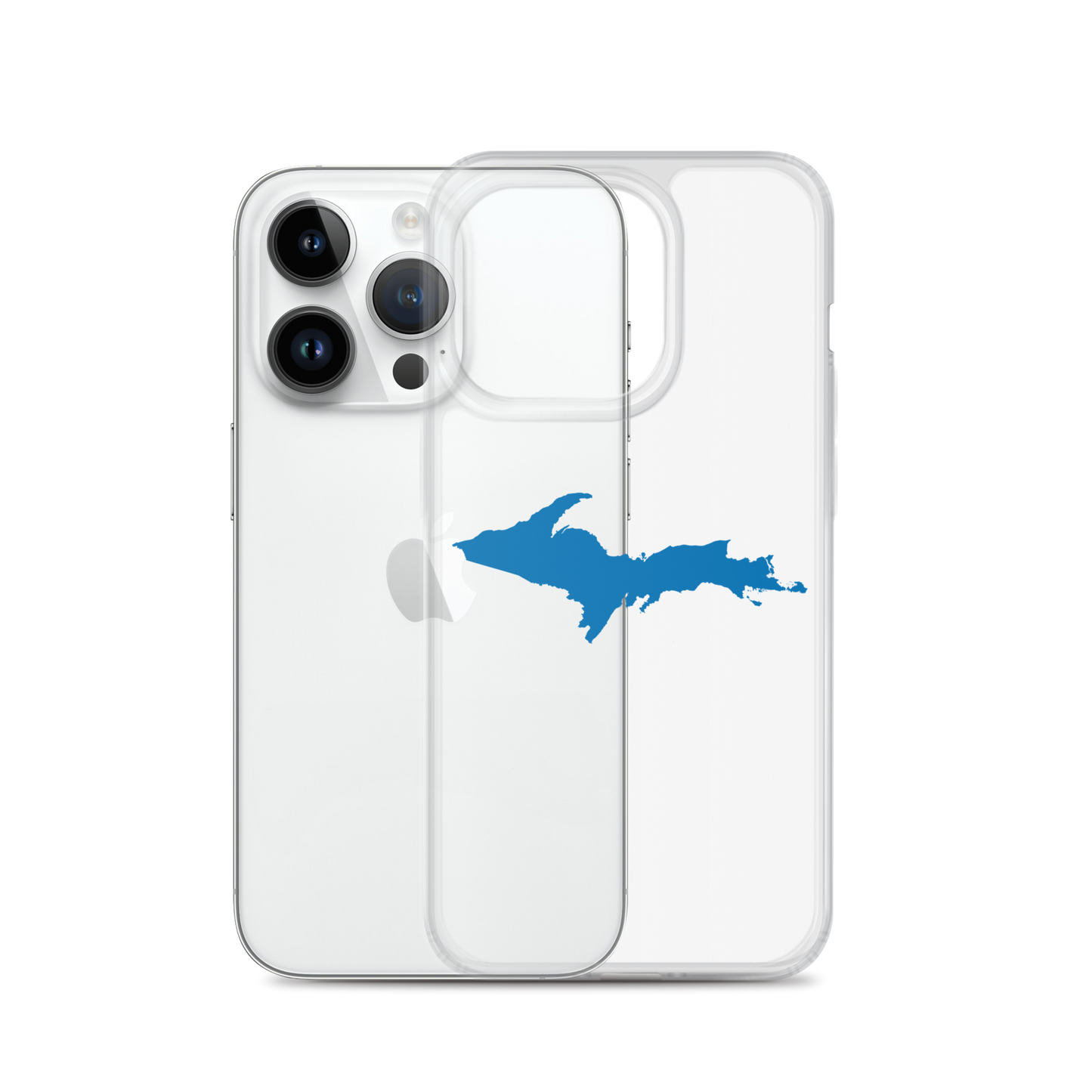 Michigan Upper Peninsula Clear iPhone Case (w/ Azure UP Outline)