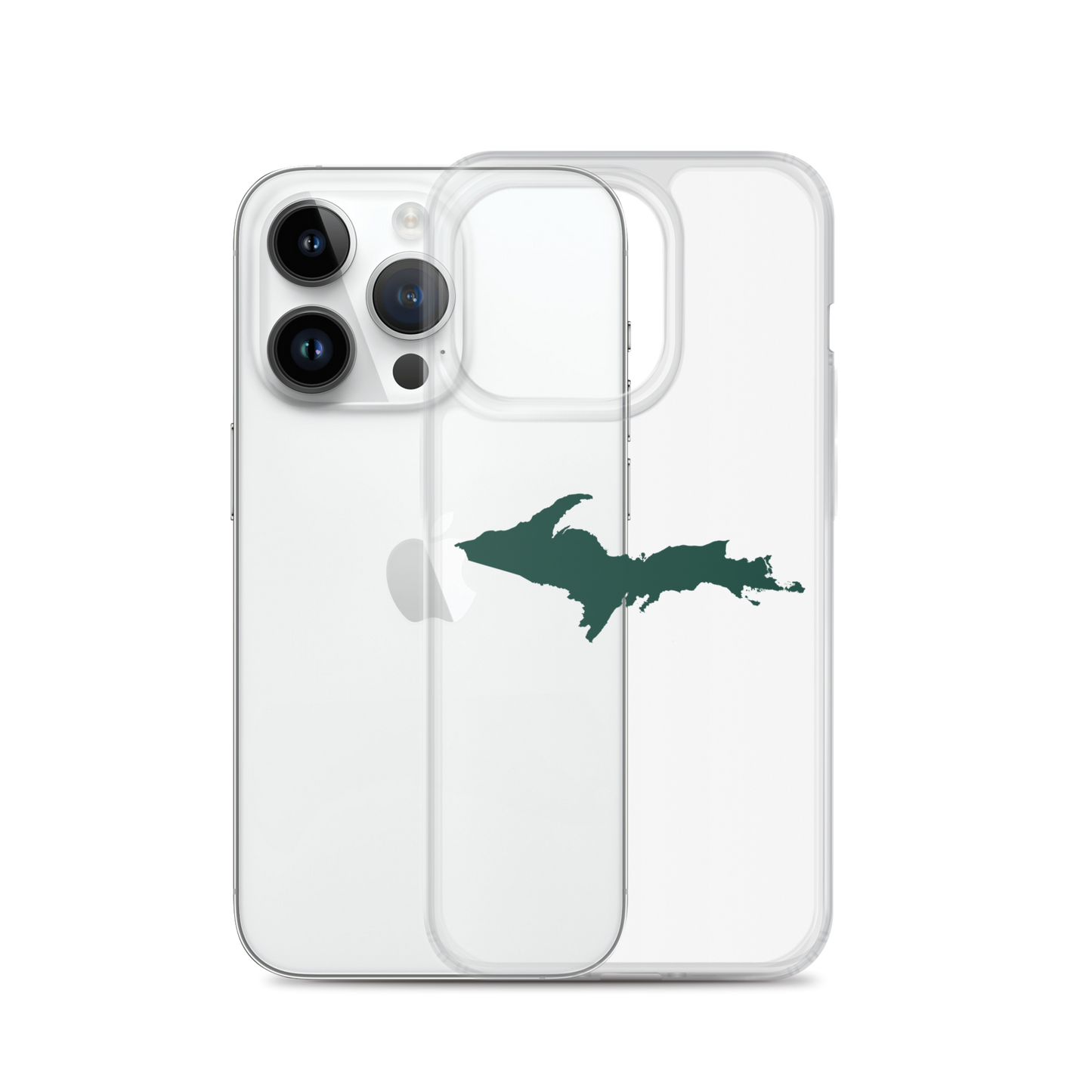 Michigan Upper Peninsula Clear iPhone Case (w/ Green UP Outline)