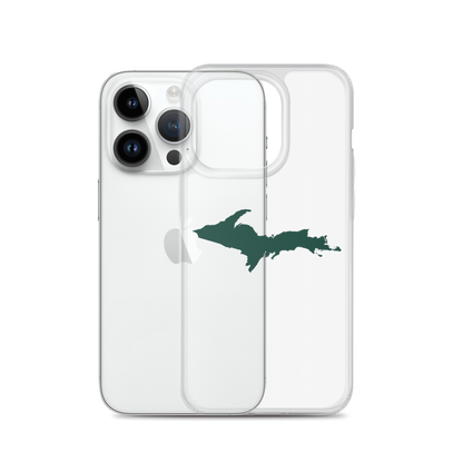 Michigan Upper Peninsula Clear iPhone Case (w/ Green UP Outline)