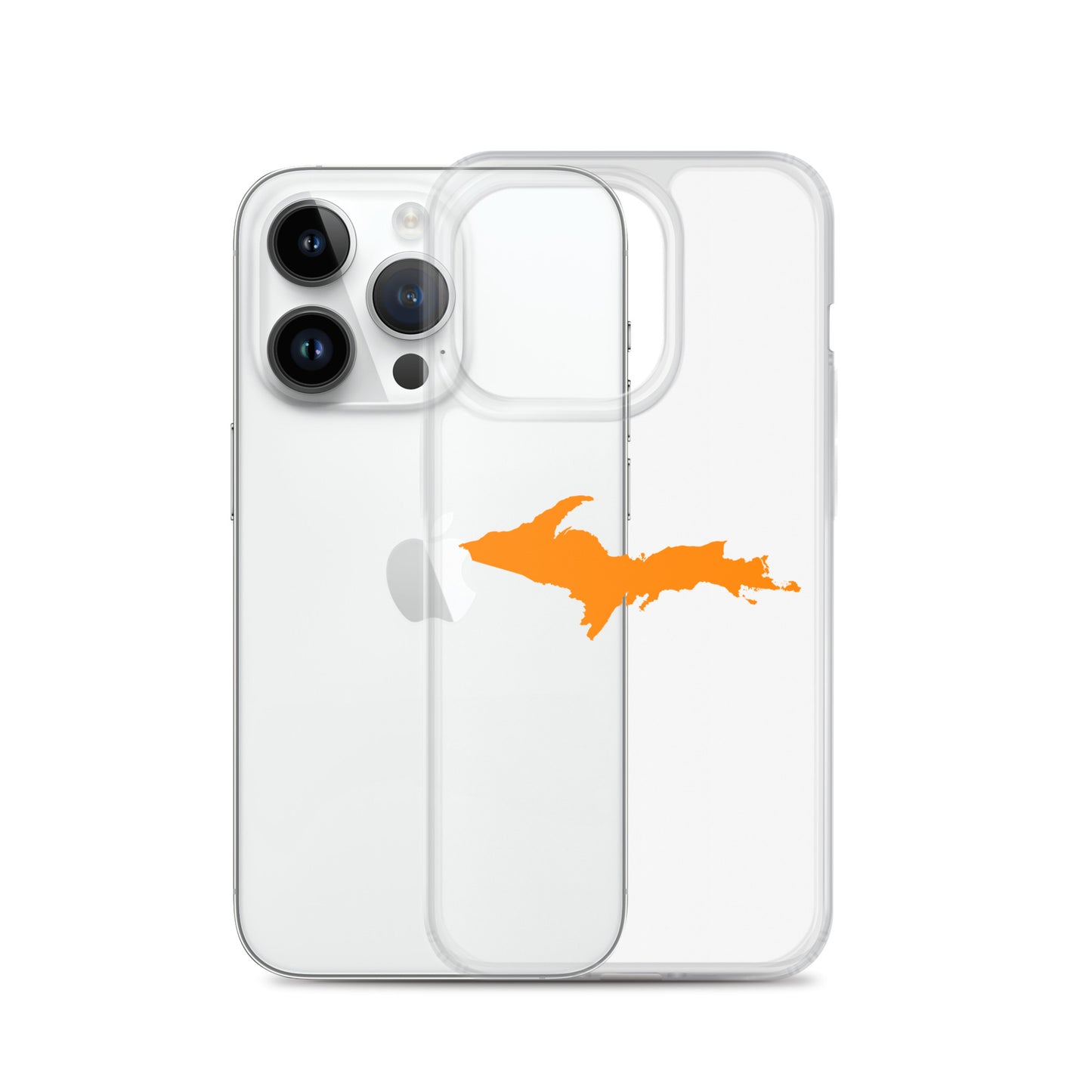 Michigan Upper Peninsula Clear iPhone Case (w/ Orange UP Outline)