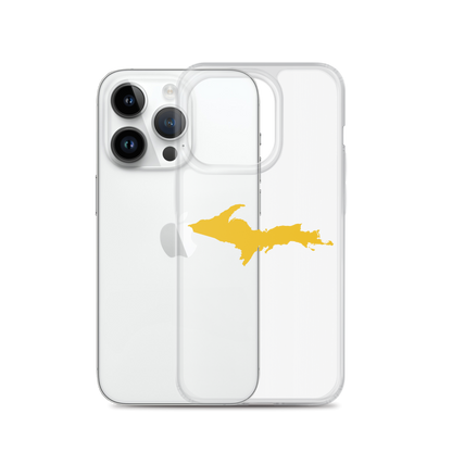 Michigan Upper Peninsula Clear iPhone Case (w/ Gold UP Outline)