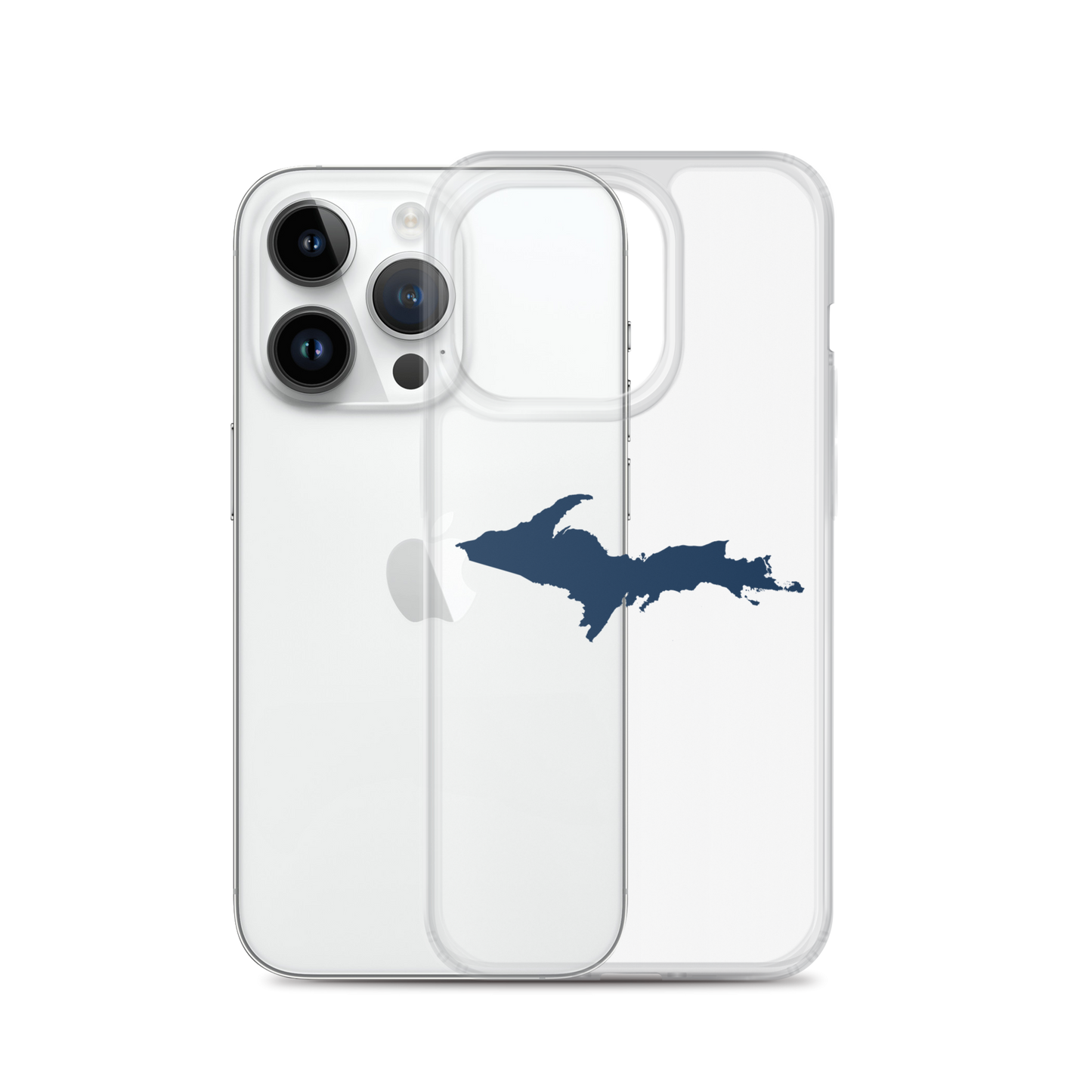 Michigan Upper Peninsula Clear iPhone Case (w/ Navy UP Outline)