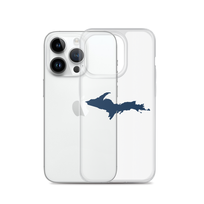 Michigan Upper Peninsula Clear iPhone Case (w/ Navy UP Outline)