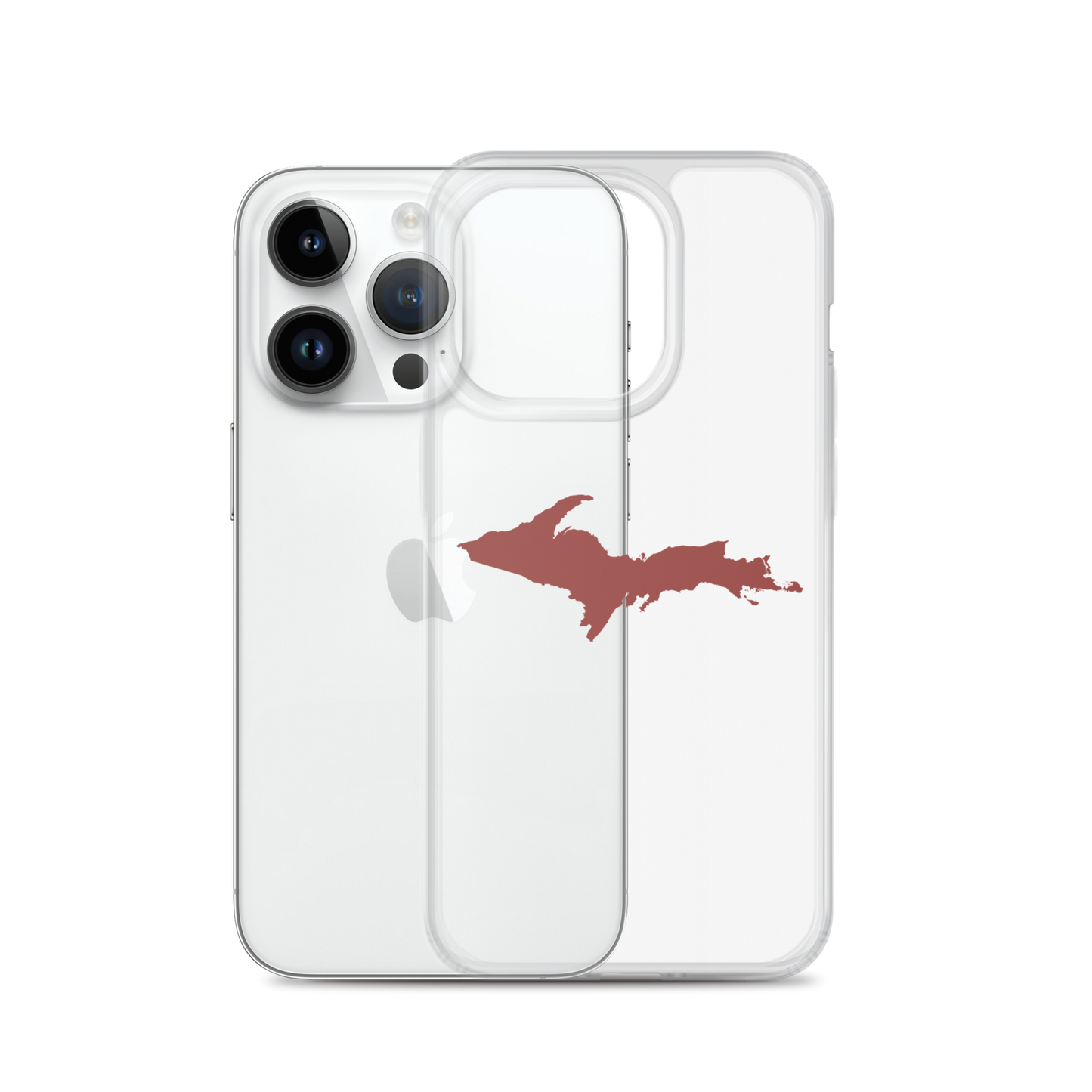 Michigan Upper Peninsula Clear iPhone Case (w/ Ore Dock Red UP Outline)