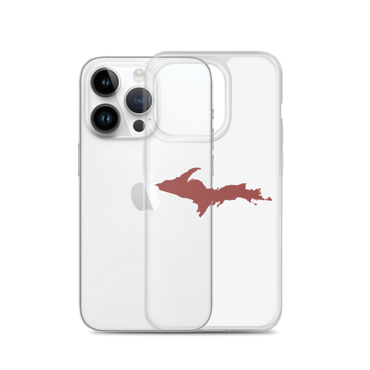 Michigan Upper Peninsula Clear iPhone Case (w/ Ore Dock Red UP Outline)