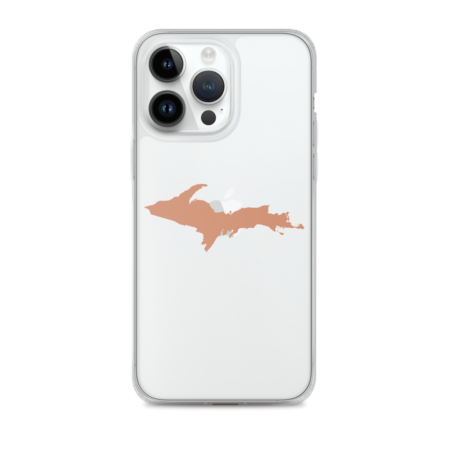 Michigan Upper Peninsula Clear iPhone Case (w/ Copper Color UP Outline)