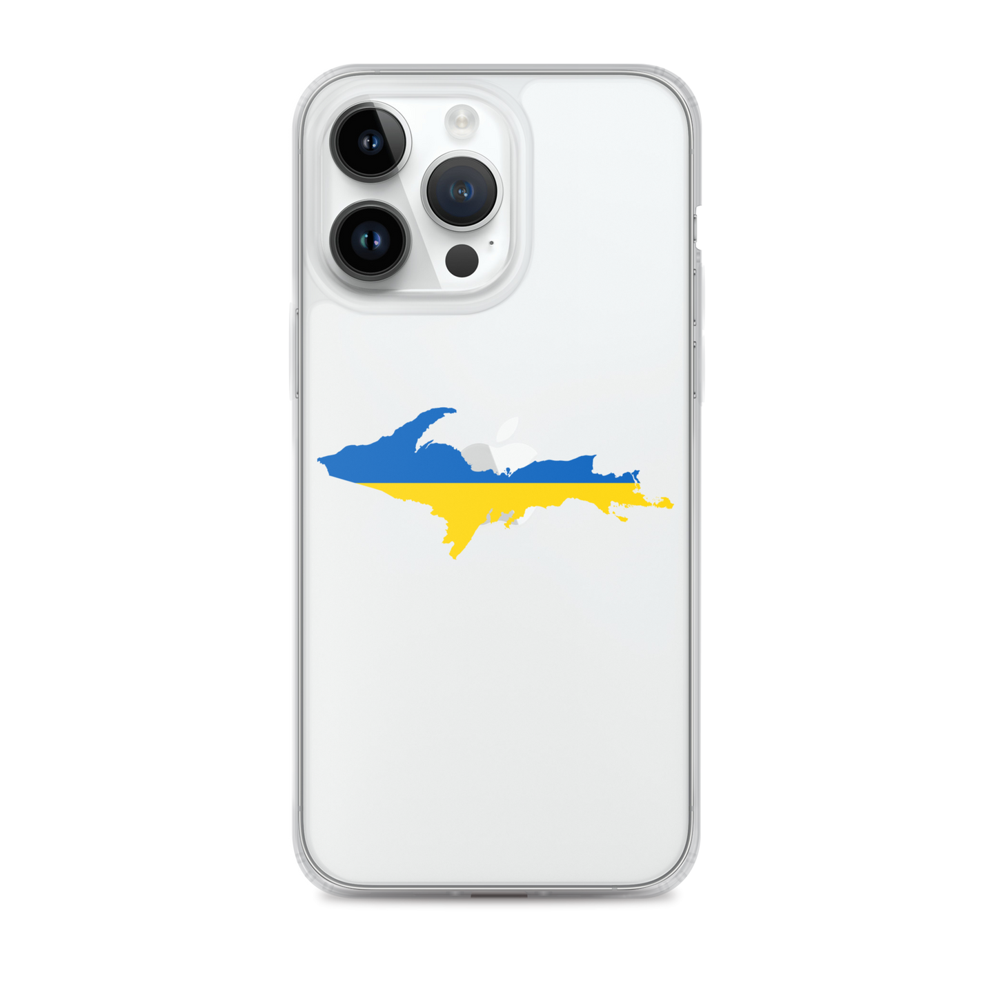 Michigan Upper Peninsula Clear iPhone Case (w/ UP Ukraine Flag Outline)