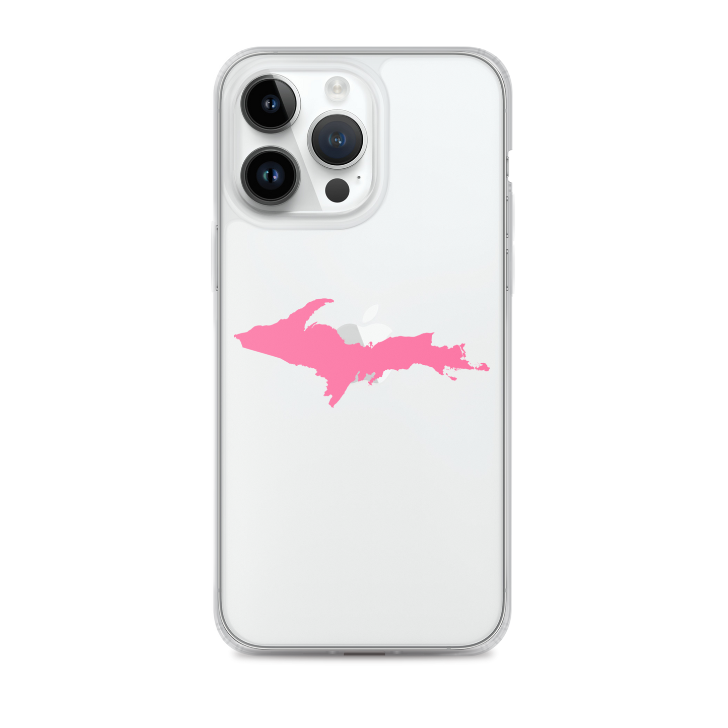 Michigan Upper Peninsula Clear iPhone Case (w/ Pink UP Outline)