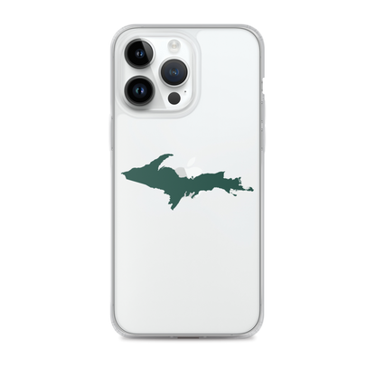 Michigan Upper Peninsula Clear iPhone Case (w/ Green UP Outline)