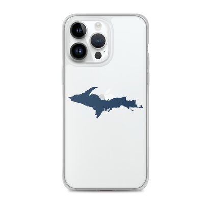 Michigan Upper Peninsula Clear iPhone Case (w/ Navy UP Outline)