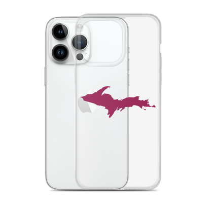 Michigan Upper Peninsula Clear iPhone Case (w/ Ruby Red UP Outline)