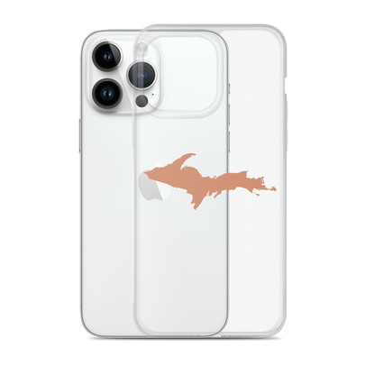 Michigan Upper Peninsula Clear iPhone Case (w/ Copper Color UP Outline)