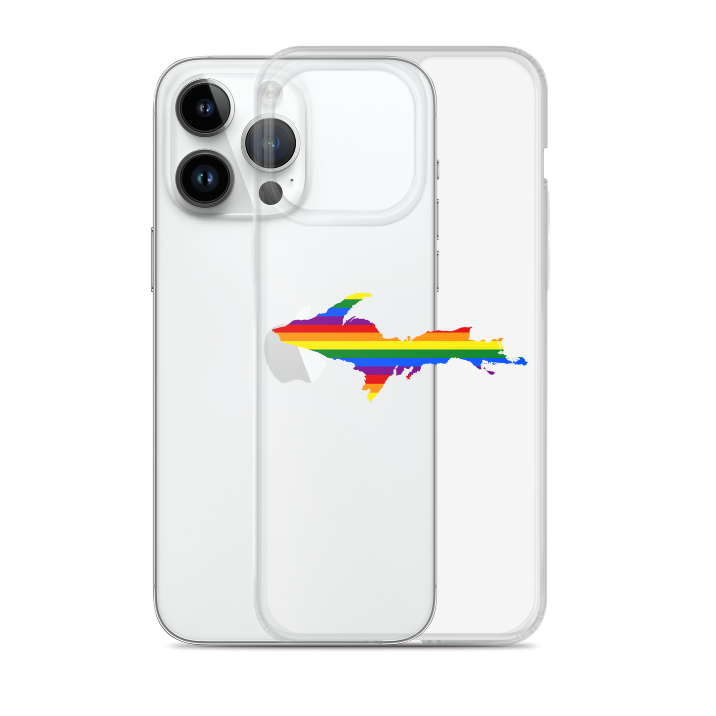 Michigan Upper Peninsula Clear iPhone Case (w/ UP Pride Flag Outline)