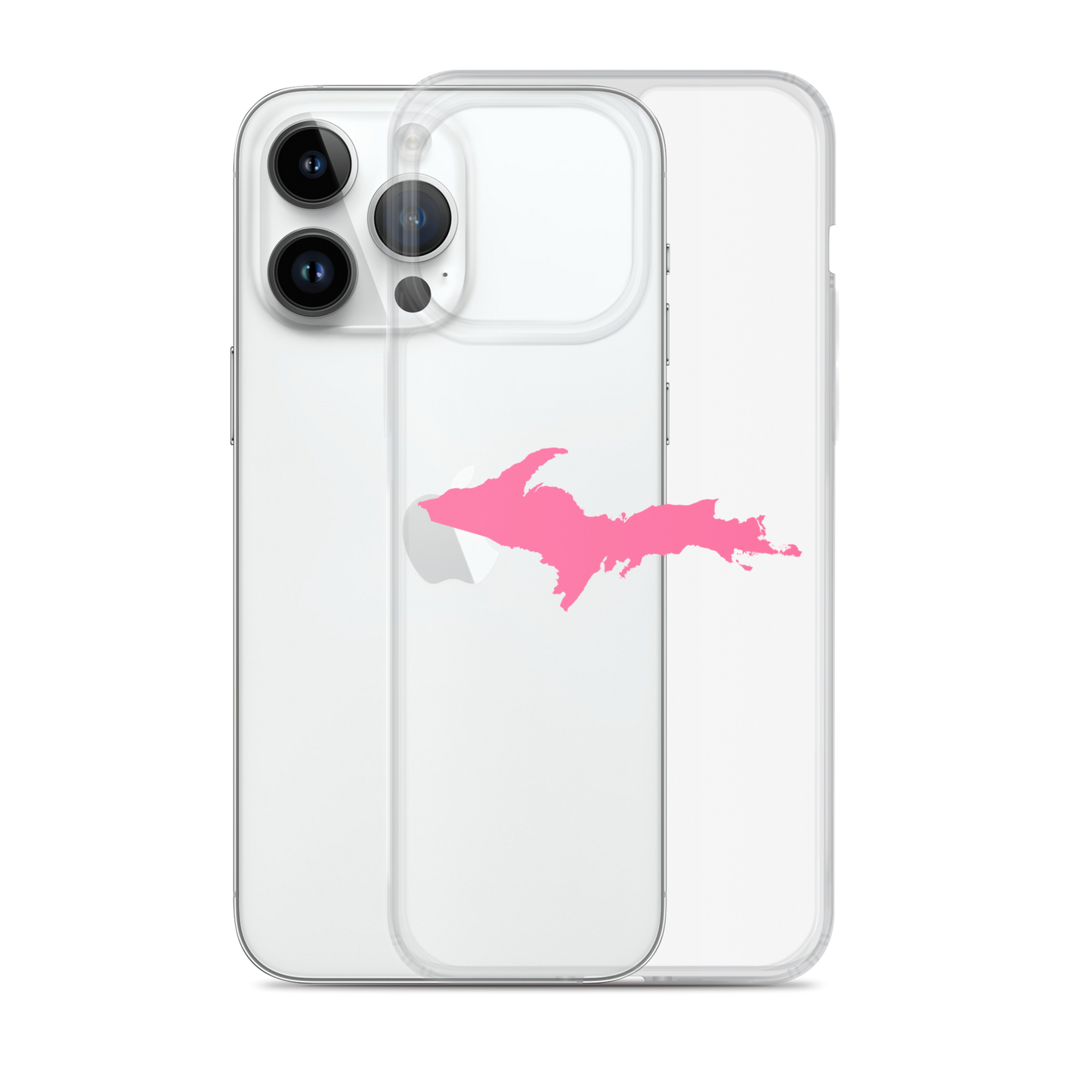 Michigan Upper Peninsula Clear iPhone Case (w/ Pink UP Outline)