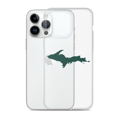 Michigan Upper Peninsula Clear iPhone Case (w/ Green UP Outline)