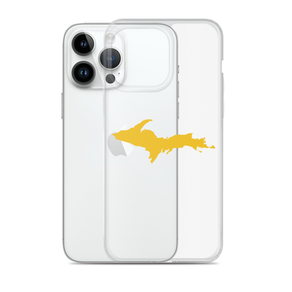 Michigan Upper Peninsula Clear iPhone Case (w/ Gold UP Outline)