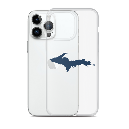 Michigan Upper Peninsula Clear iPhone Case (w/ Navy UP Outline)