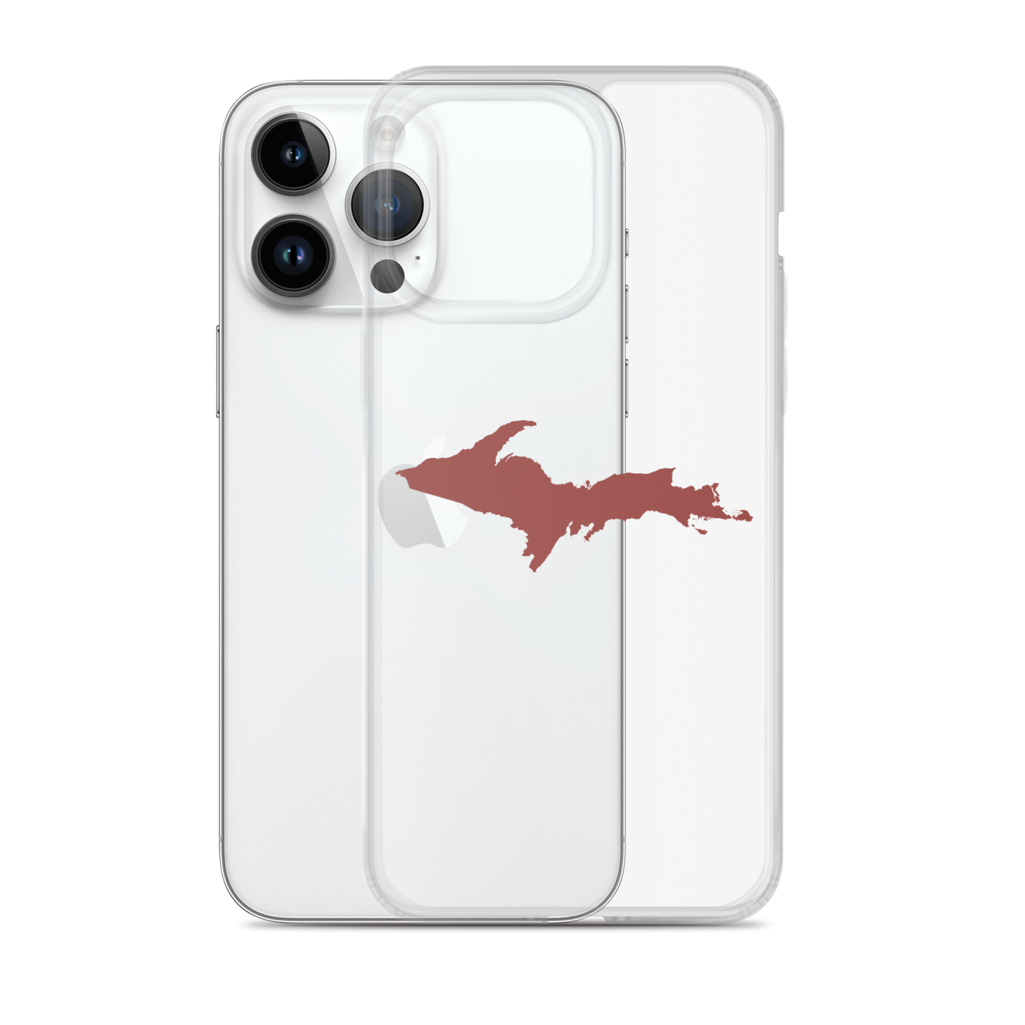 Michigan Upper Peninsula Clear iPhone Case (w/ Ore Dock Red UP Outline)