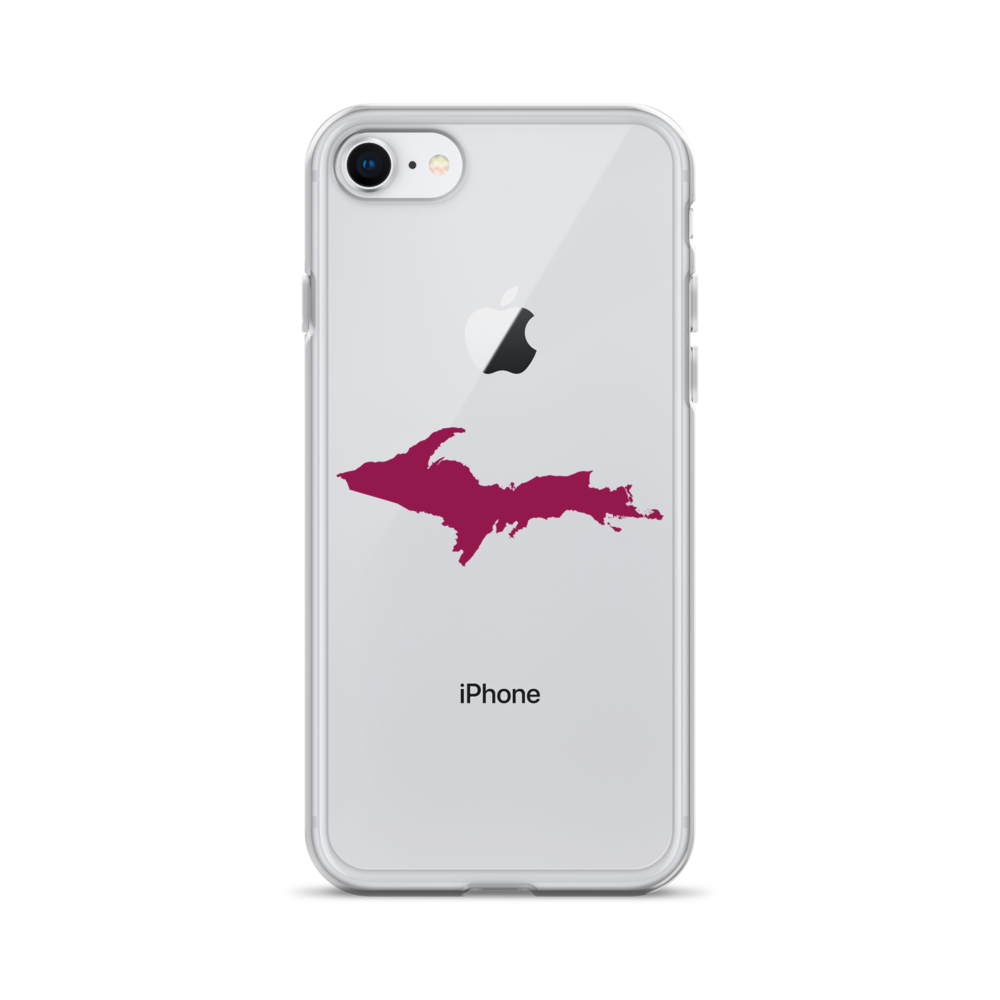 Michigan Upper Peninsula Clear iPhone Case (w/ Ruby Red UP Outline)