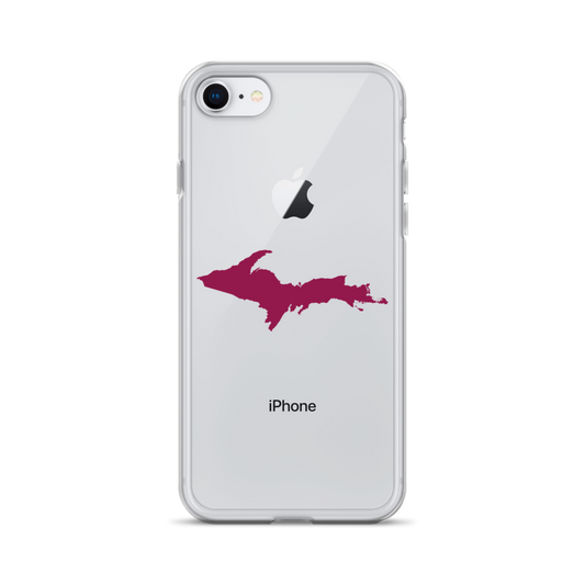 Michigan Upper Peninsula Clear iPhone Case (w/ Ruby Red UP Outline)