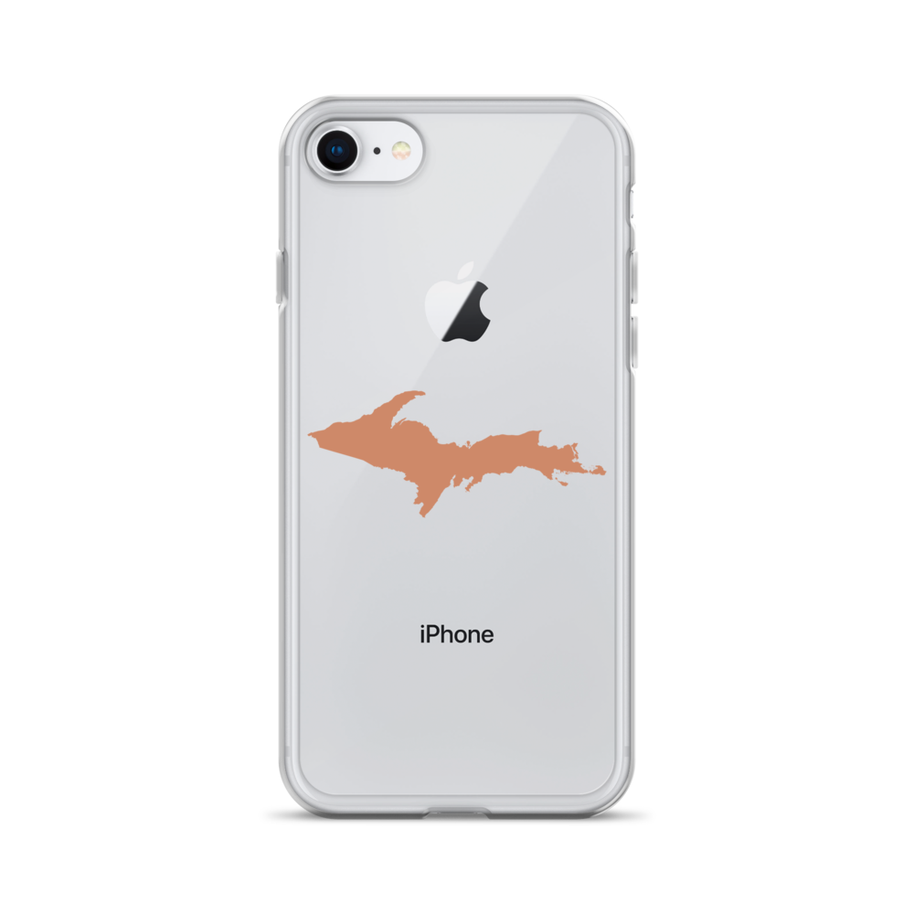 Michigan Upper Peninsula Clear iPhone Case (w/ Copper Color UP Outline)