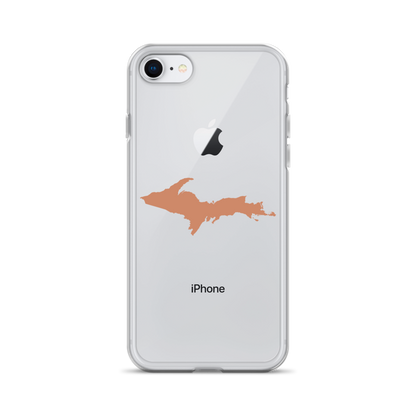 Michigan Upper Peninsula Clear iPhone Case (w/ Copper Color UP Outline)