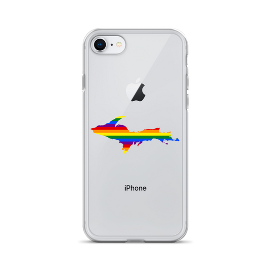 Michigan Upper Peninsula Clear iPhone Case (w/ UP Pride Flag Outline)