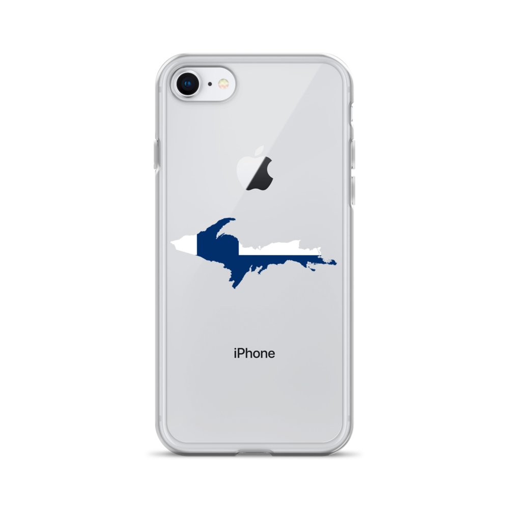 Michigan Upper Peninsula Clear iPhone Case (w/ UP Finland Flag Outline)