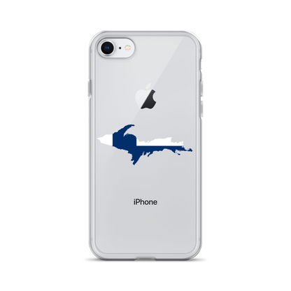 Michigan Upper Peninsula Clear iPhone Case (w/ UP Finland Flag Outline)