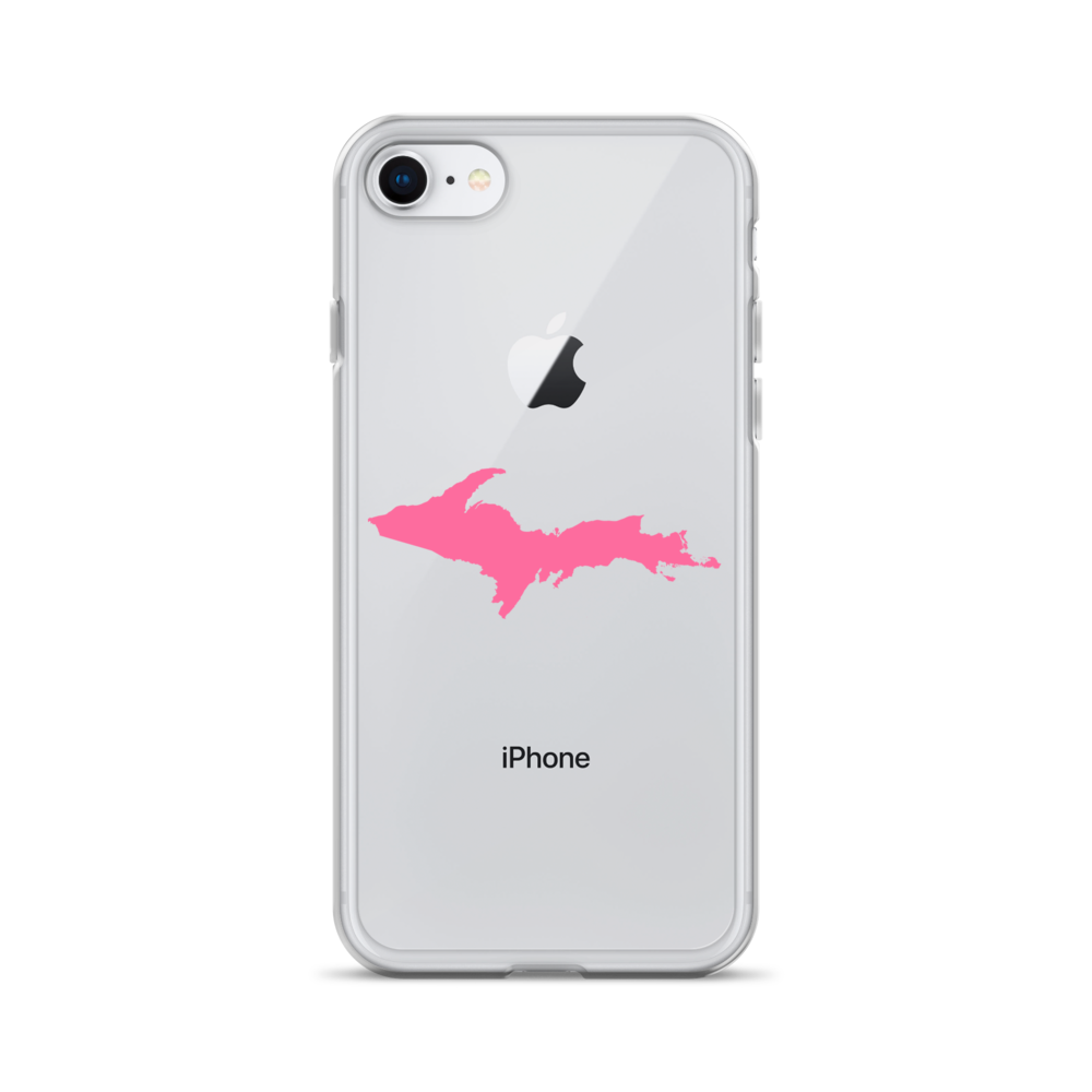 Michigan Upper Peninsula Clear iPhone Case (w/ Pink UP Outline)