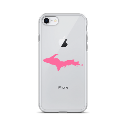 Michigan Upper Peninsula Clear iPhone Case (w/ Pink UP Outline)