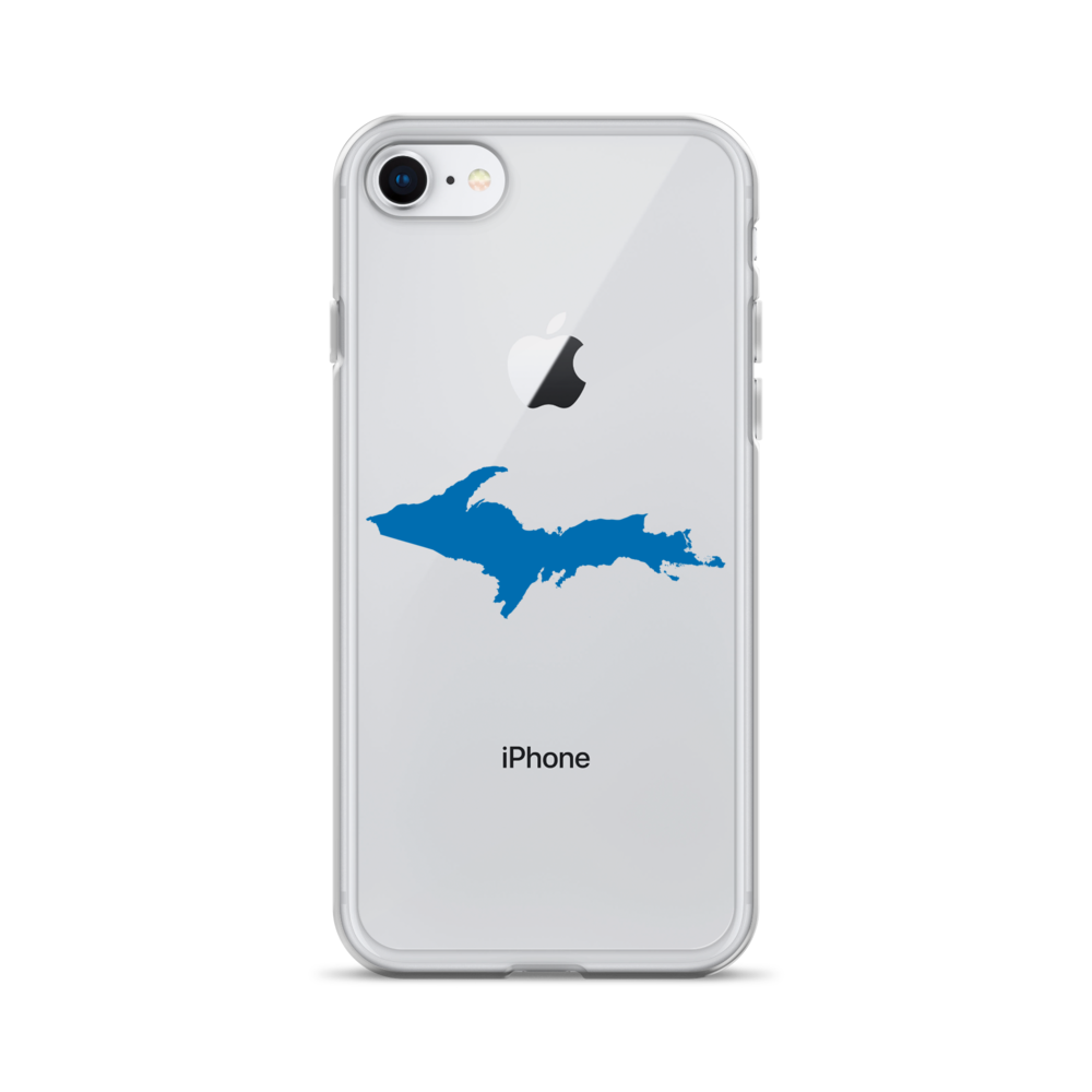 Michigan Upper Peninsula Clear iPhone Case (w/ Azure UP Outline)