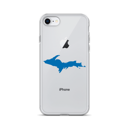 Michigan Upper Peninsula Clear iPhone Case (w/ Azure UP Outline)