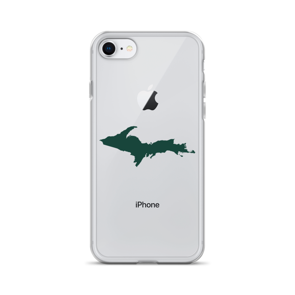 Michigan Upper Peninsula Clear iPhone Case (w/ Green UP Outline)