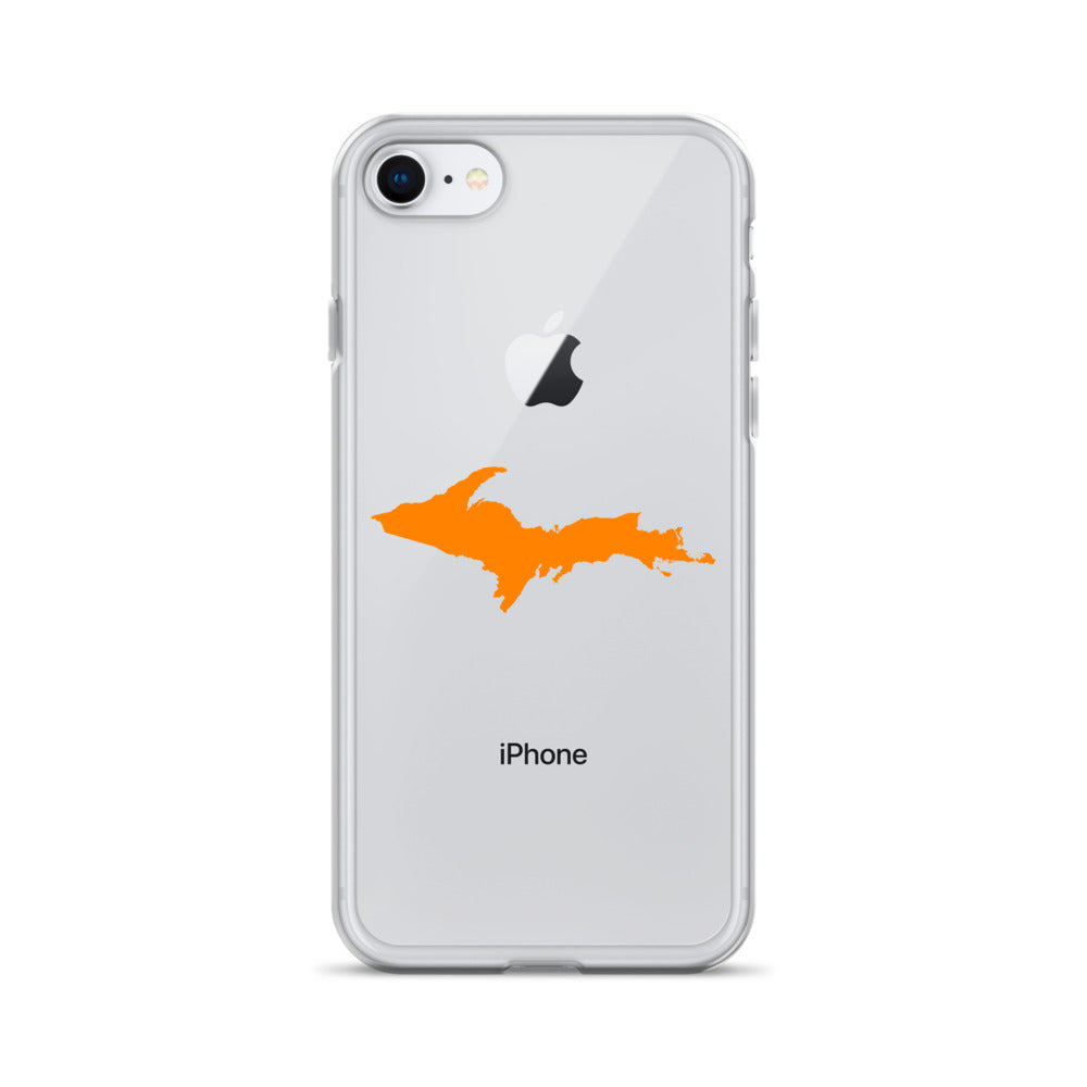 Michigan Upper Peninsula Clear iPhone Case (w/ Orange UP Outline)