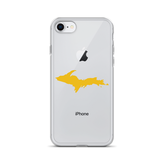 Michigan Upper Peninsula Clear iPhone Case (w/ Gold UP Outline)