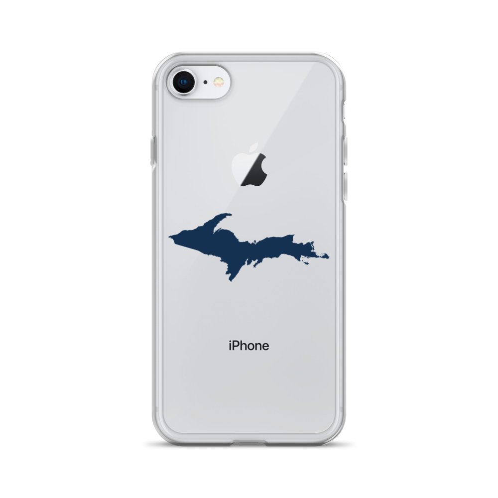 Michigan Upper Peninsula Clear iPhone Case (w/ Navy UP Outline)