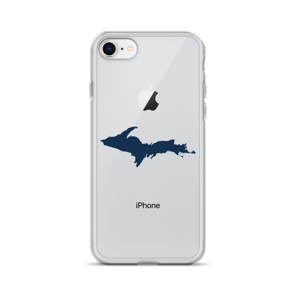 Michigan Upper Peninsula Clear iPhone Case (w/ Navy UP Outline)